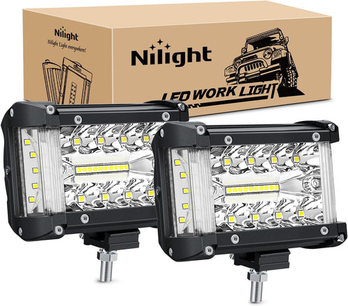 Nilight Side Shooter Light Bar 2 PCS 4.3 Inch Triple Row Spot Flood Combo for Off Road Fog Driving Work Lighting on Truck SUV ATV UTV