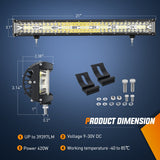Nilight Side Shooter Light Bar 20 Inch Triple Row Spot Flood Combo Work Off-Road Lighting on Truck SUV ATV UTV, view 2
