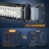 Nilight Side Shooter Light Bar 7 Inch Triple Row Spot Flood Combo Work Off Road Lighting on Truck SUV ATV UTV, view 6