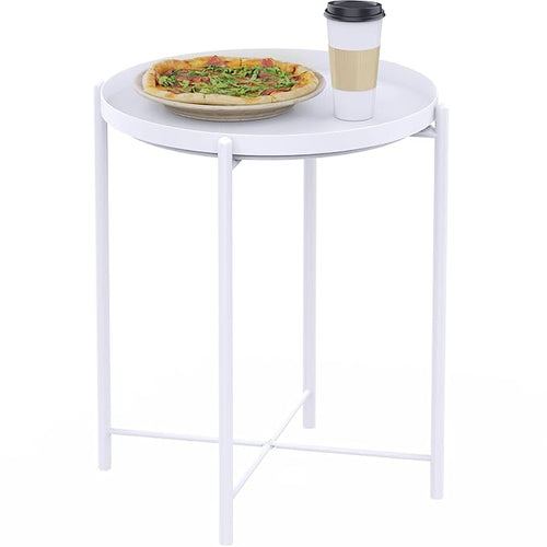 Nilight Side Table, End Table Metal Small Table Indoor Outdoor & Snack Bedside Table Sofa Side Snack Table Accent Coffee Table Living Room Bedroom Balcony 1 Layer (White)