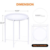 Nilight Side Table, End Table Metal Small Table Indoor Outdoor & Snack Bedside Table Sofa Side Snack Table Accent Coffee Table Living Room Bedroom Balcony 1 Layer (White), view 3