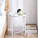 Nilight Side Table, End Table Metal Small Table Indoor Outdoor & Snack Bedside Table Sofa Side Snack Table Accent Coffee Table Living Room Bedroom Balcony 1 Layer (White), view 4