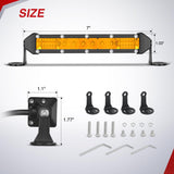 Nilight Slim LED Light Bar 2Pcs 7 Inch 16LED Single Row Spot Flood Combo Amber Off Road Work Driving Fog Turn Signal Lighting for 12V 24V ATV UTV Pickup Truck Tractor Boat, view 2