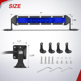 Nilight Slim LED Light Bar 2Pcs 7 Inch 16LED Single Row Spot Flood Combo Blue Off Road Driving Fog Fishing Hunting Emergency Safety Signal Lighting for 12V 24V ATV UTV Pickup Truck Tractor Boat, view 2