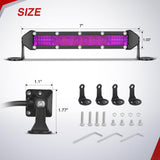 Nilight Slim LED Light Bar 2Pcs 7 Inch 16LED Single Row Spot Flood Combo Purple Off Road Driving Decoration Neon Hunting Lighting for 12V 24V ATV UTV Pickup Truck Tractor, view 2