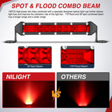Nilight Slim LED Light Bar 2Pcs 7 Inch 16LED Single Row Spot Flood Combo Red Off Road Driving Fog Fishing Hunting Emergency Safety Signal Lighting for 12V 24V ATV UTV Pickup Truck Boat Forklift, view 3