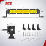 Nilight Slim LED Light Bar 2Pcs 7 Inch 16LED Single Row Spot Flood Combo Yellow Off Road Work Driving Fog Lighting for 12V 24V ATV UTV Pickup Truck Tractor Boat, view 2
