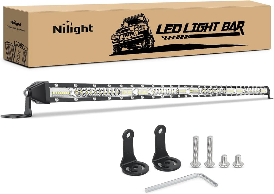 Nilight Slim LED Light Bar 40 Inch 104LED Single Row Spot Flood Combo Fog Lights Driving Light Work Lights Roof Bumper Lamp Offroad Lighting for 4x4 Trucks SUV ATV UTV