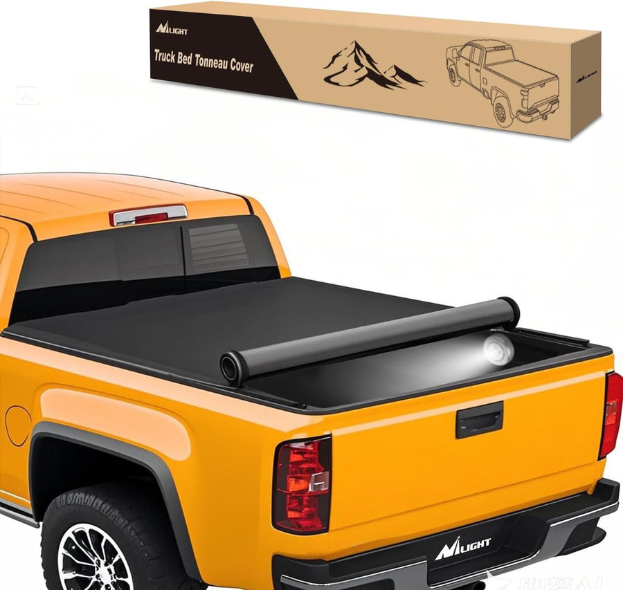 Nilight Soft Roll-Up Tonneau Cover Compatible with Chevy Silverado/GMC Sierra 1500 2007 2008 2009 2010 2011 2012 2013– 5.8ft Truck Bed Cover