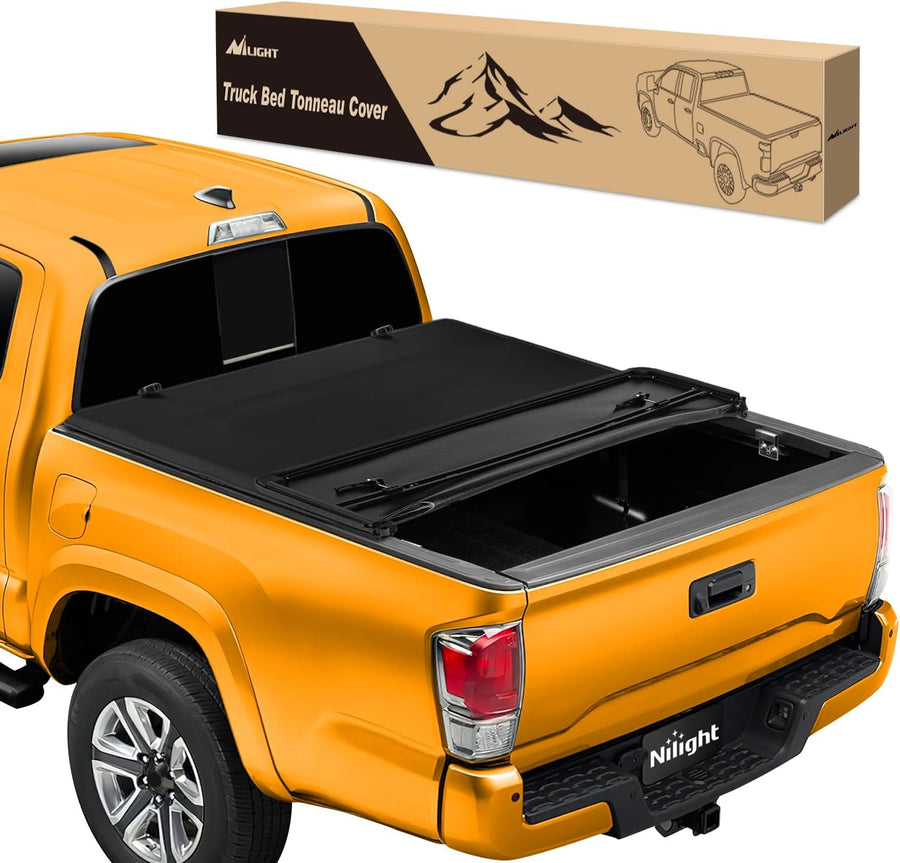 Nilight Soft Tri-fold Truck Bed Tonneau Cover Compatible with Toyota Tacoma 2016 2017 2018 2019 2020 2021 2022 2023-6ft