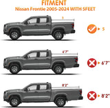 Nilight Soft Tri-Fold Truck Bed Tonneau Cover for Nissan Frontier 2005-2025 5ft Bed, Waterproof Low Profile PVC Pickup Bed Cover, view 6