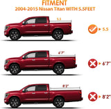 Nilight Soft Tri-Fold Truck Bed Tonneau Cover for Nissan Titan 2004-2014 5.5ft Bed with Track System, Waterproof Low Profile PVC Pickup Bed Cover, view 4