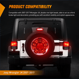 Nilight Spare Tire Brake Light Red Double Row LED Ring 3rd Third Stop Rear Wheel Lights Plug and Play Fit for 2007-2017 Jeep Wrangler JK JKU, view 4