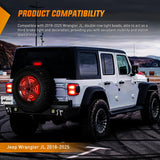 Nilight Spare Tire Brake Light Red Double Row LED Ring 3rd Third Stop Rear Wheel Lights Plug and Play Fit for 2018 2019 2020 2021 2022 2023 2024 2025 2026 Jeep Wrangler JL, view 4