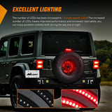 Nilight Spare Tire Brake Light Red Double Row LED Ring 3rd Third Stop Rear Wheel Lights Plug and Play Fit for 2018 2019 2020 2021 2022 2023 2024 2025 2026 Jeep Wrangler JL, view 5