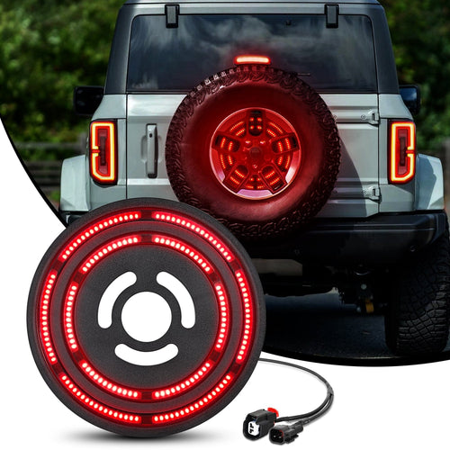 Nilight 2 PCS Spare Tire Brake Light Red Double Row LED Ring 3rd Third Stop Rear Wheel Lights Plug and Play Fit for 2021 2022 2023 2024 2025 Ford Bronco 2/4 Doors (25% OFF Final Checkout)