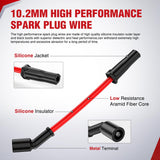 Nilight Spark Plug Wire 10.2 mm High Performance Ignition Wire Compatible with Cadillac Escalade, Chevy Silverado Suburban Tahoe GMC Sierra Yukon Replaces for 9748HH, view 3