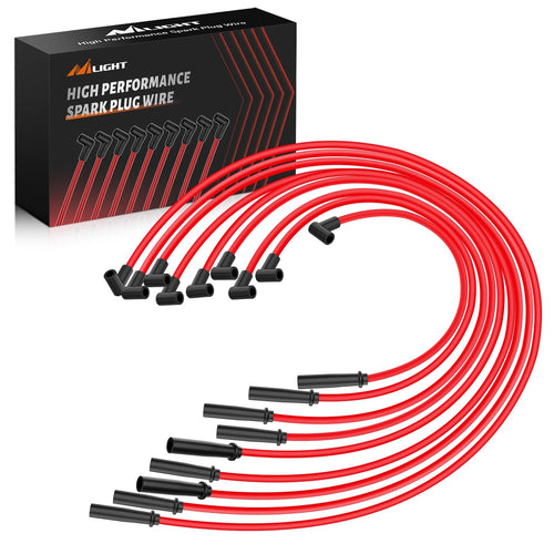 Nilight Spark Plug Wire 10.5 mm Straight Boots High Performance Ignition Wire Compatible with Chevy SBC BBC 305 350 454 Electronic V8 Engine with HEI Distributor