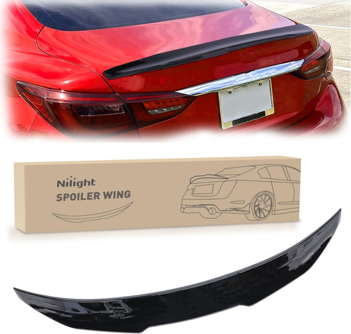 Nilight Spoiler Fit for Infiniti Q50 4 Door Sedan 2014 2015 2016 2017 2018 2019 2020 2021 2022 2023 2024 Spoilers for Cars Rear Spoiler Wing ABS Rear Trunk Lip Accessories No-Drill, Glossy Black