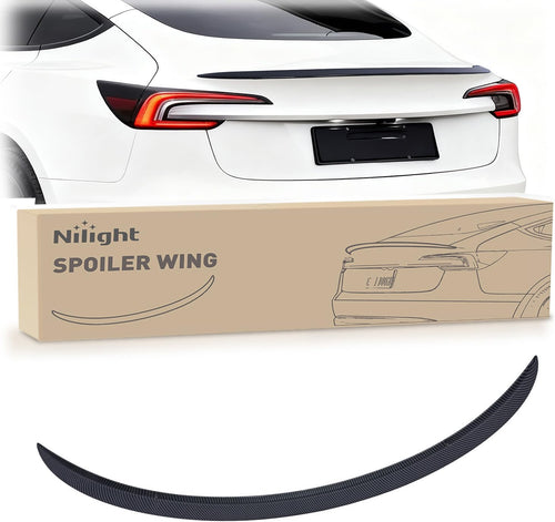 Nilight Spoiler Fit for Tesla Model 3 Highland 2024 2025 2026 Spoilers for Cars Rear Spoiler Wing Sporty Rear Trunk Lip Exterior Accessories No-Drill Installation ABS Carbon Fiber Pattern, Matte Black (25% OFF Final Checkout)