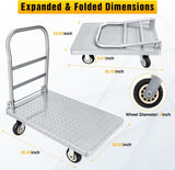 Nilight Stainless Steel Platform Cart 1320 lbs Heavy Duty Flatbed Push Dolly with 5 Inch Rubber Wheels 36 x 24 Inch Platform Truck for Warehouse Industrial Use Black, view 2