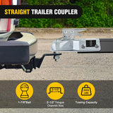 Nilight Straight Trailer Coupler with Safety Latch&Chain for 1-7/8 Inch Hitch Ball, 2-1/2 Inch Channel,2000 LBS,Heavy Duty Trailler Tongue Coupler for Station Wagon, Truck, Bolted&Welded Installation, view 2