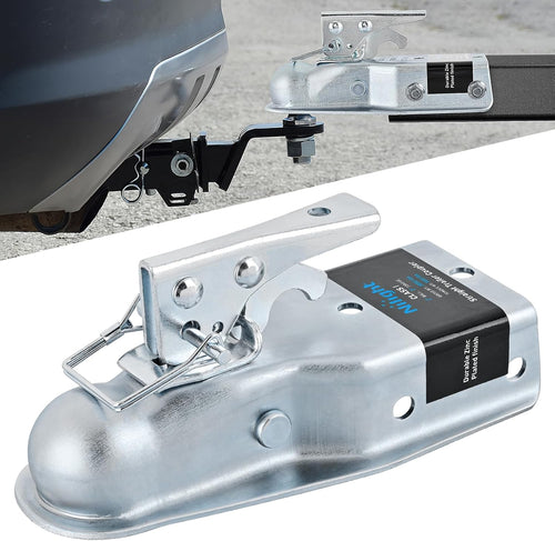 Nilight Straight Trailer Coupler with Security Latch&Chain for 1-7/8 Inch Hitch Ball, 3-Inch Channel,2000 LBS,Heavy Duty Trailler Tongue Coupler for Station Wagon, Truck, Bolted & Welded Installation