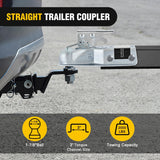 Nilight Straight Trailer Coupler with Security Latch&Chain for 1-7/8 Inch Hitch Ball, 3-Inch Channel,2000 LBS,Heavy Duty Trailler Tongue Coupler for Station Wagon, Truck, Bolted & Welded Installation, view 2