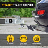 Nilight Straight Trailer Coupler with Security Latch&Chain for 2-Inch Hitch Ball, 2-1/2 Inch Channel,3500 LBS,Heavy Duty Trailler Tongue Coupler for Station Wagon, Truck, Bolted & Welded Installation, view 2