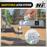 Nilight Straight Trailer Coupler with Security Latch&Chain for 2-Inch Hitch Ball, 2-Inch Channel,3500 LBS,Heavy Duty Trailler Tongue Coupler for Station Wagon, Truck, Bolted & Welded Installation, view 4