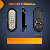 Nilight Strobe Lights 2PCS 6Inch Oval 24LED Amber White Warning | Recessed Rubber Grommet IP67 Waterproof Marker Clearance Road Flare Emergency Lights for Trailer Truck Pickup Camper RV Boat, view 2