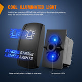 Nilight Strobe Lights Rocker Switch Led Light Bar 5 Pin Laser On Off SPST Switches 20A/12V 10A/24V Blue with Jumper Wires Set for Cars Trucks Boats ATVs UTVs RVs, view 2