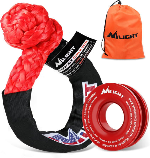 Nilight Synthetic Soft Shackle 1/2 Inch x 24 Inch & Recovery Ring Kit - 56,000 LBS Shackle Breaking Strength with 46,000 LBS MBS Snatch Pulley for 4x4 Truck SUV ATV UTV Off-Road Vehicle Extraction (Red)