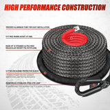 Nilight Synthetic Winch Rope, 3/8 Inch x 82 FT 25000 Ibs Winch Line Replacement for ATV UTV 4WD Off-Road Vehicle Jeep SUV Truck Winch Cable Accessory with Red Jacket Rope and Protective Sleeve, Black, view 2