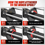 Nilight Synthetic Winch Rope, 3/8 Inch x 82 FT 25000 Ibs Winch Line Replacement for ATV UTV 4WD Off-Road Vehicle Jeep SUV Truck Winch Cable Accessory with Red Jacket Rope and Protective Sleeve, Black, view 4