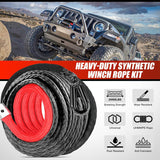 Nilight Synthetic Winch Rope, 3/8 Inch x 82 FT 25000 Ibs Winch Line Replacement for ATV UTV 4WD Off-Road Vehicle Jeep SUV Truck Winch Cable Accessory with Red Jacket Rope and Protective Sleeve, Black, view 5