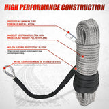 Nilight Synthetic Winch Rope Kit 3/16 Inch x 50 Feet - 6000 lbs Cable Line With Protective Sleeve, 13500 lbs Hook, Stopper for 4WD Off Road Vehicle UTV ATV SUV Truck, Grey, view 2