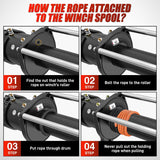 Nilight Synthetic Winch Rope Kit 3/8 Inch X 92 Inch 25000 lb with Black Jacket Rope Protective Sleeve Forged 35000lb Winch Hook Safety Strap Winch Cable Line for OffRoad Vehicle Recovery Truck SUV ATV, Orange, view 4