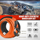 Nilight Synthetic Winch Rope Kit 3/8 Inch X 92 Inch 25000 lb with Black Jacket Rope Protective Sleeve Forged 35000lb Winch Hook Safety Strap Winch Cable Line for OffRoad Vehicle Recovery Truck SUV ATV, Orange, view 5