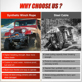 Nilight Synthetic Winch Rope Kit 3/8 Inch X 92 Inch 25000 lb with Black Jacket Rope Protective Sleeve Forged 35000lb Winch Hook Safety Strap Winch Cable Line for OffRoad Vehicle Recovery Truck SUV ATV, Orange, view 6