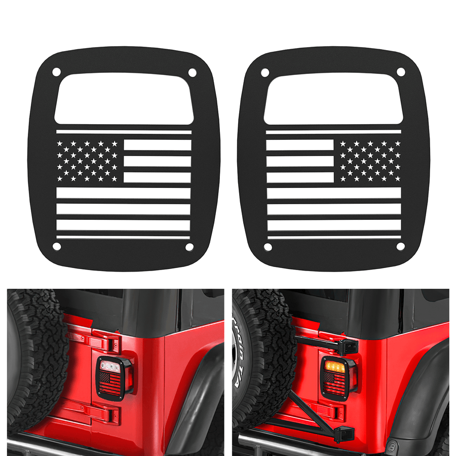 Nilight Tail Light Covers, 2PCS Black Rear Brake Light Guards Protector Exterior Accessories for 1987-2006 Wrangler TJ YJ
