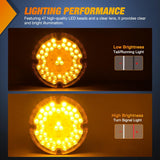Nilight Tail Lights 2PCS 7Inch Round 47LED Amber Reflex Lens | IP67 Waterproof Marker Clearance Turn Signal Running Taillights for Trailer Truck Pickup Camper RV Bus, view 3