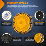 Nilight Tail Lights 2PCS 7Inch Round 47LED Amber Reflex Lens | IP67 Waterproof Marker Clearance Turn Signal Running Taillights for Trailer Truck Pickup Camper RV Bus, view 4