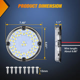 Nilight Tail Lights 2PCS 7Inch Round 47LED White Reflex Lens | IP67 Waterproof Marker Clearance Reverse Backup Running Taillights for Trailer Truck Pickup Camper RV Bus, view 2