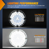 Nilight Tail Lights 2PCS 7Inch Round 47LED White Reflex Lens | IP67 Waterproof Marker Clearance Reverse Backup Running Taillights for Trailer Truck Pickup Camper RV Bus, view 3
