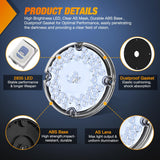 Nilight Tail Lights 2PCS 7Inch Round 47LED White Reflex Lens | IP67 Waterproof Marker Clearance Reverse Backup Running Taillights for Trailer Truck Pickup Camper RV Bus, view 4