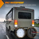 Nilight Tail Lights 2PCS 7Inch Round 47LED White Reflex Lens | IP67 Waterproof Marker Clearance Reverse Backup Running Taillights for Trailer Truck Pickup Camper RV Bus, view 5