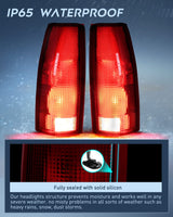 Nilight Taillight Assembly Compatible with 1988 1989 1990 1991 1992 1993 1994 1995 1996 1997 1998 1999 Chevy GMC C/K Suburban Blazer Tahoe Yukon 2000 Cadillac Escalade Pair Dark Red Lens, view 4