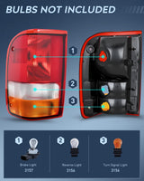 Nilight Taillight Assembly Compatible with 1993 1994 1995 1996 1997 Ford Ranger Red Clear Tail Light OE Style Rear Lamp Replacement Driver Side, view 3