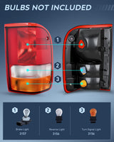 Nilight Taillight Assembly Compatible with 1993 1994 1995 1996 1997 Ford Ranger Red Clear Tail Light OE Style Rear Lamp Replacement Passenger Side, view 3